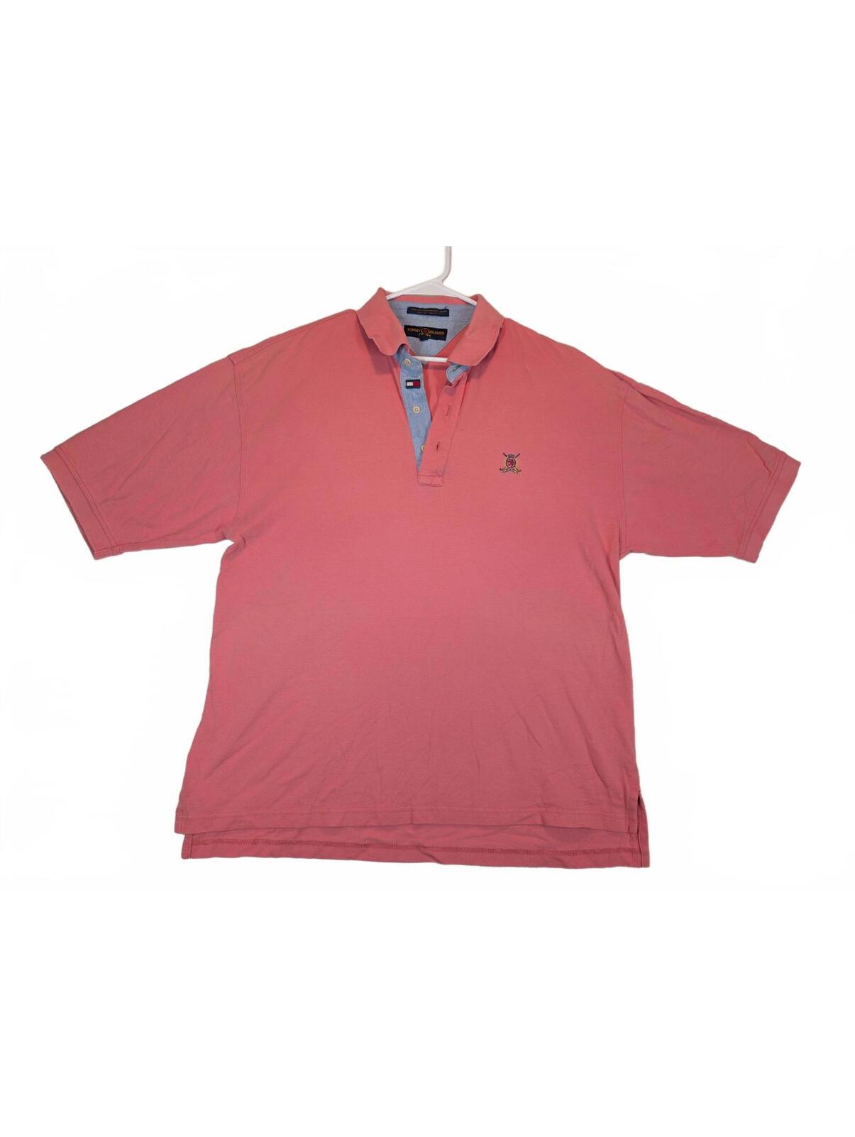Tommy Hilfiger Crest Logo Polo Shirt Classic Golf Short Sleeve Cotton Mens Xl